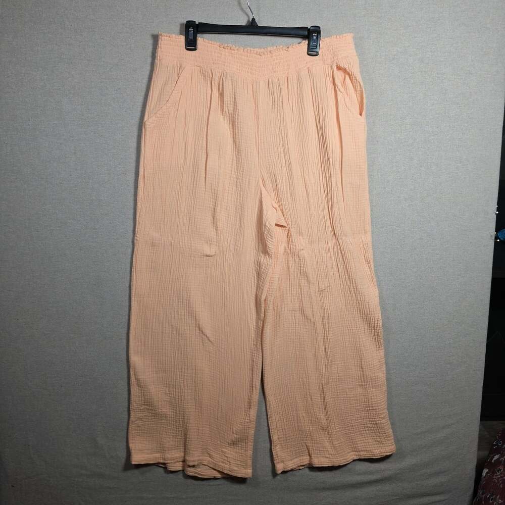 Joyspun Womens XL 16/18 orange sherbert Wide Leg Lounge Pajama Pants Pockets